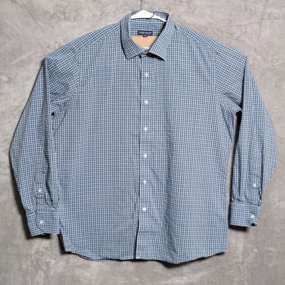 Peter Millar Shirt Mens XL Blue Plaid Crown Crafted Button Down Long Sleeve - Picture 1 of 11